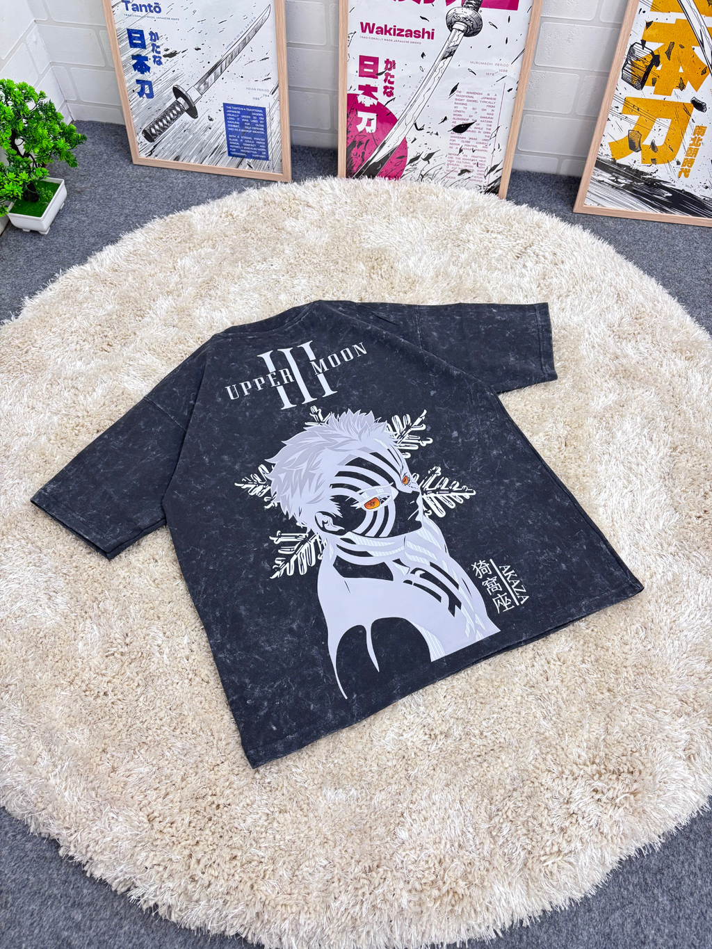 DEMON SLAYER AKAZA OVERSIZED JERSEY - DARK GREY